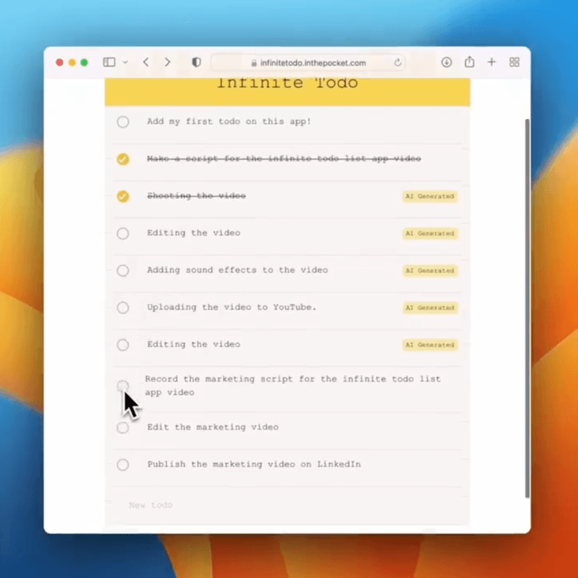 Prototype: The Infinite Todo List